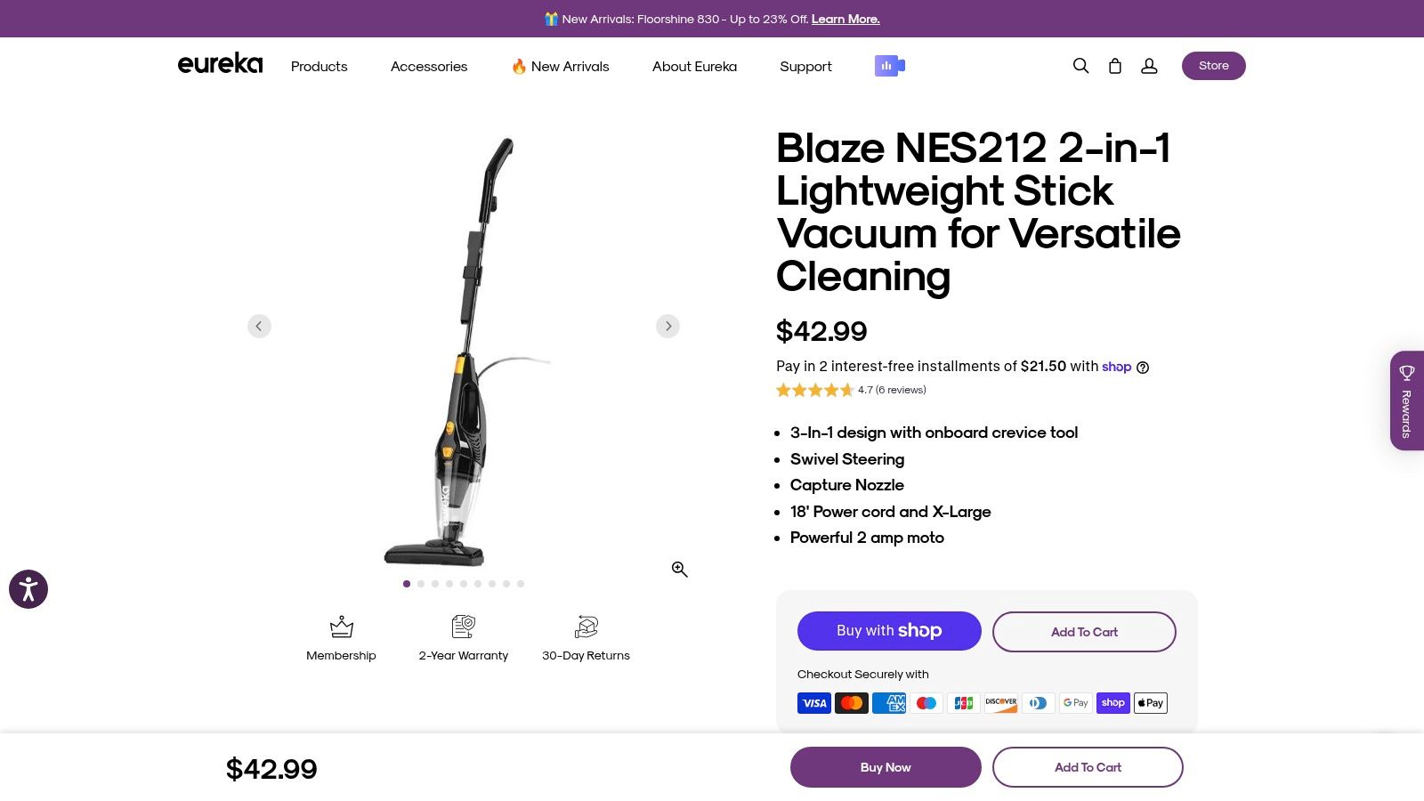 Eureka Blaze NES212 3-in-1 Lightweight Stick Vacuum